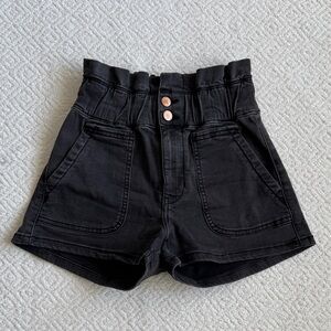 KanCan Black High Waist Paperbag Shorts